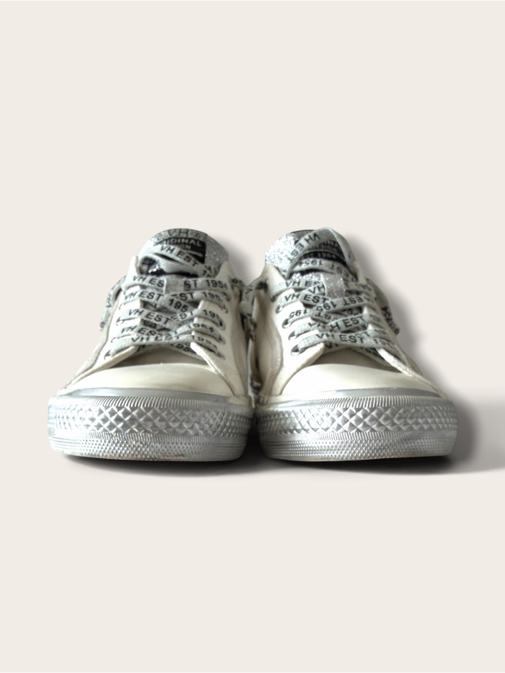 Vintage Havana White & Silver Low-Top Sneakers - Picture 6 of 12